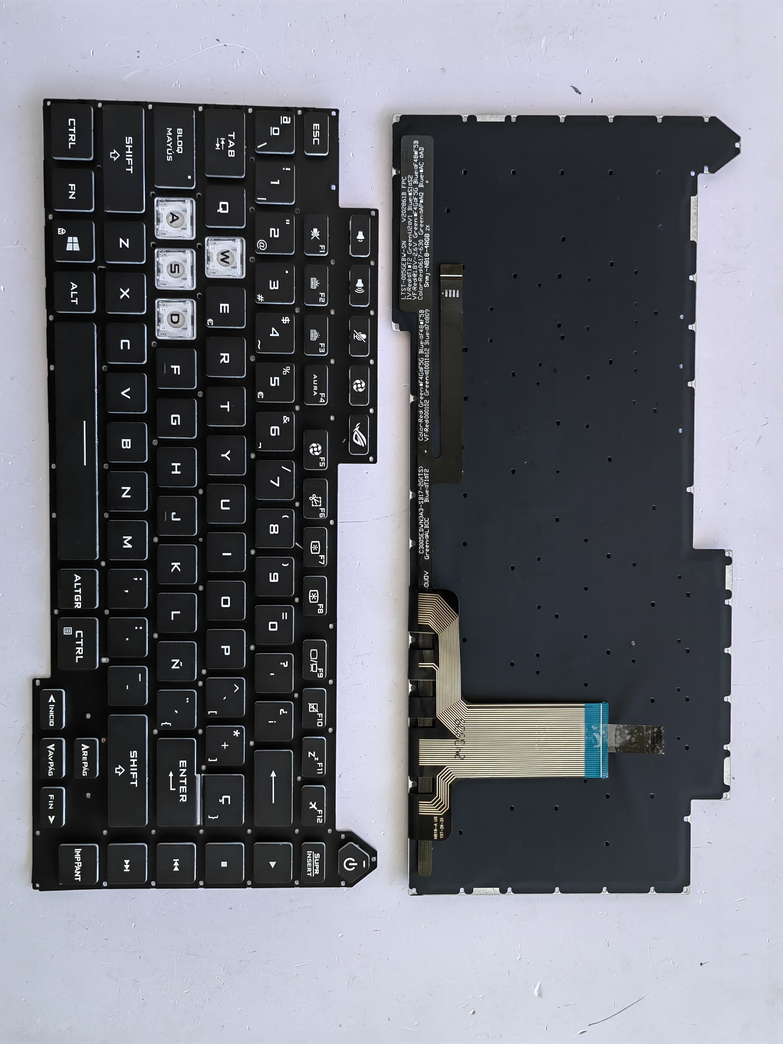 Picture of New Replacement Laptop Keyboard For ASUS G513 small carriage return colorful backlight BLACK Backlit,White Side (OEM) SP Layout